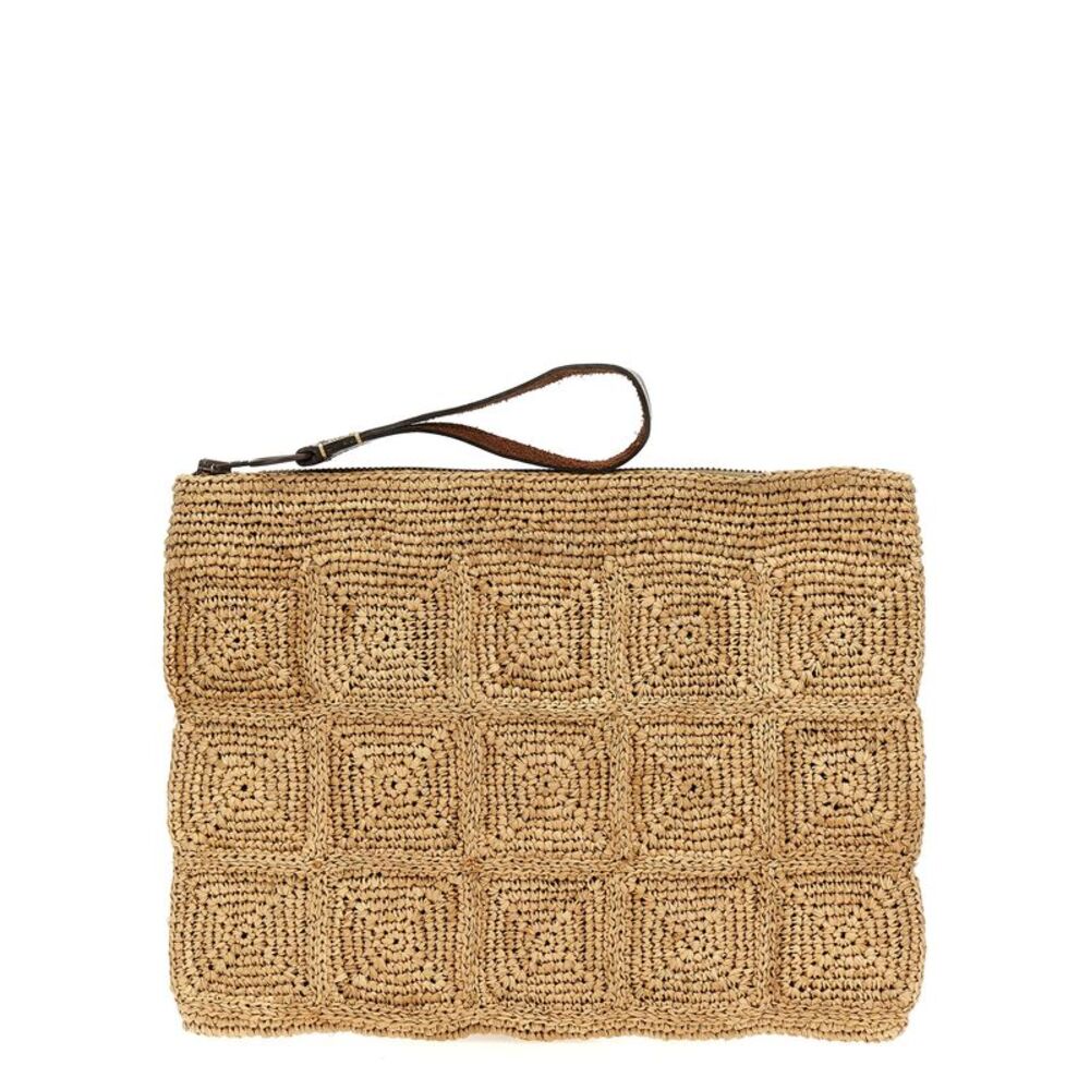 Ibeliv Beige Raffia Clutch Women's Bag